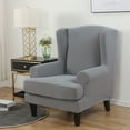 thumbnail image 1 of 2 Piece Stretch Jacquard Wingback Chair Covers Wing Chair Slipcovers Furniture Protector for Living Room, Gray, 1 of 12