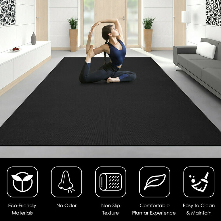 WELLDAY Yoga Mat White & Black Print Non Slip Fitness Exercise Mat Extra  Thick Yoga Mats for home workout, Pilates, Yoga and Floor Workouts 71 x 26