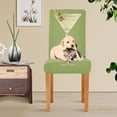 thumbnail image 4 of Yayeee 4 Pack Dining Chair Covers Stretch Parson Chairs Slipcovers Seat Protector, Martini with Olive, 4 of 6