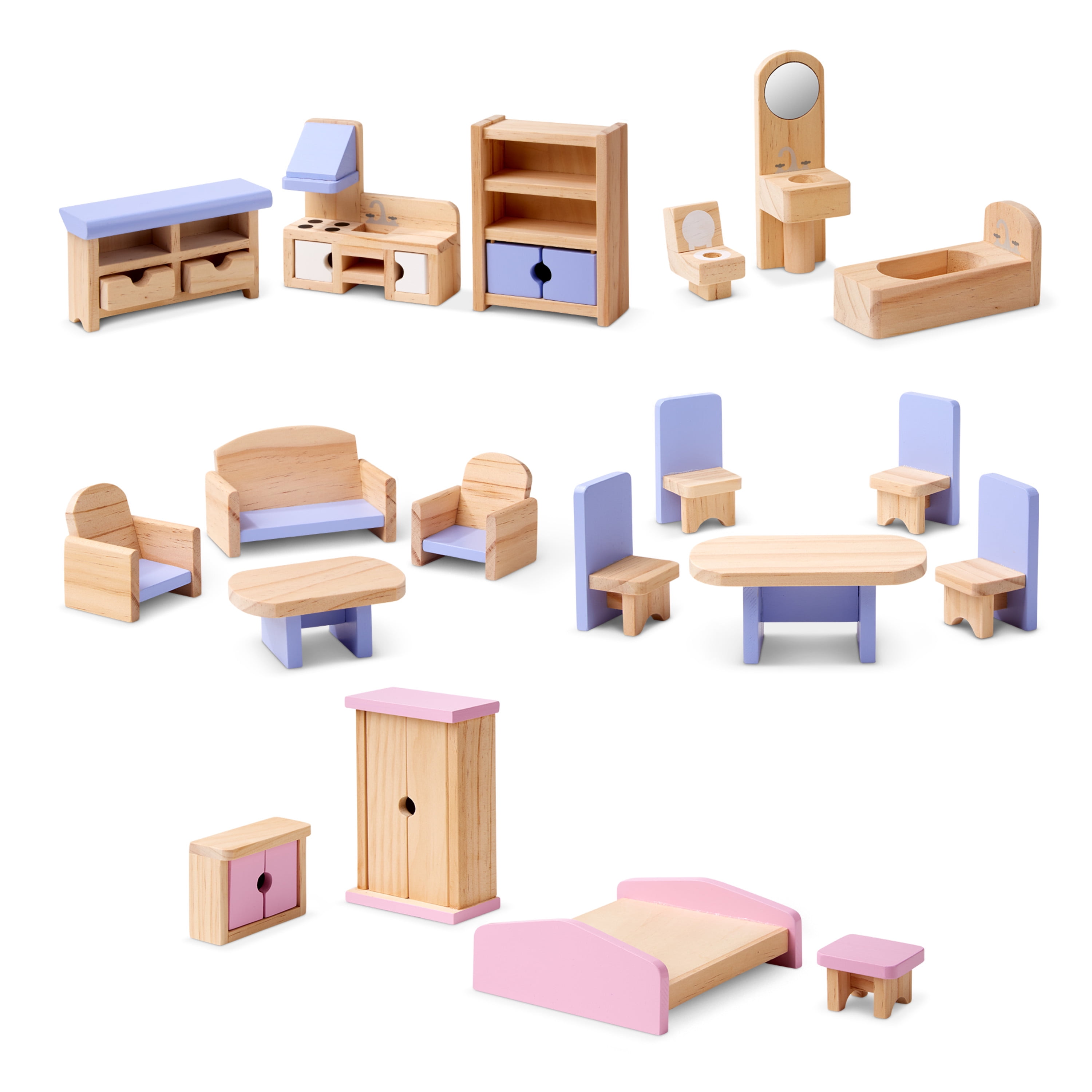 Melissa & Doug Modern Wooden Multi-level Dollhouse With 19 Pcs Furniture White for sale online 