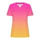thumbnail image 5 of Mujeres Tops Casual V-Cuello Impreso Oversized Mangas Cortas Camiseta Top, Poliéster Verano Primavera, 5 of 5