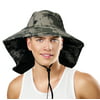 Sun Blocker Unisex Safari Outdoor Fishing Hiking Hunting Boating Large Bill Sun Hat with Neck Flap