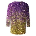 thumbnail image 4 of Ladies Mardi Gras Tops Cute Crew Neck Funny Graphic Pullover Loose 3/4 Sleeve Tee Shirt Party Tunic Blouses Trendy Carnival Outfits 2026, 4 of 7