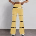 thumbnail image 2 of QATAINLAV High Waist Leggings for Women Flare Yoga Pants Compression Workout Bell Bottoms Trendy Stripe Printed Flared Trousers 2024 Fall Outfits Yellow M, 2 of 8