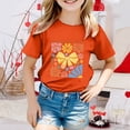 thumbnail image 2 of PMVFHDE T-Shirts Mignons Basiques pour Filles Hauts Tendance pour Filles T-Shirts pour Garçons et Filles Mode Décontractée Imprimé Col Rond Manches Courtes T-Shirt Haut Orange, 8-9 Ans, 2 of 4