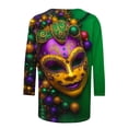 thumbnail image 6 of Feancey Womens 3/4 Length Sleeve Tee Shirts Mardi Gras Tops for Women Trendy Mask Print New Orleans Tshirt Breathable Casual Round Neck Parade Blouse Multicolor XXL, 6 of 6