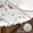 thumbnail image 3 of Sparrow Round Tablecloth, Fitted Table Cover with Elastic for 36"-44" Round Tables, Spring Birds on The Branches Vintage Country Table Cloth Outdoor Indoor Dinning Party Waterproof Tablecloths, 3 of 7