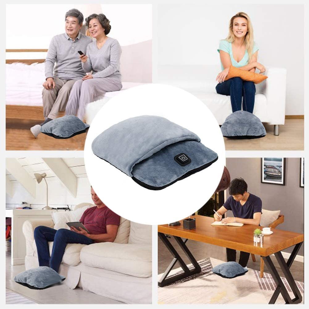 Suncoda Electric Blanket Heated Wearable Blanket USB Removable And Washable Foot Warmer Shock Massage Foot Pad Foot Massager Heating Shoes 3 Gear Flannel Shoes Heated Blanket Twin