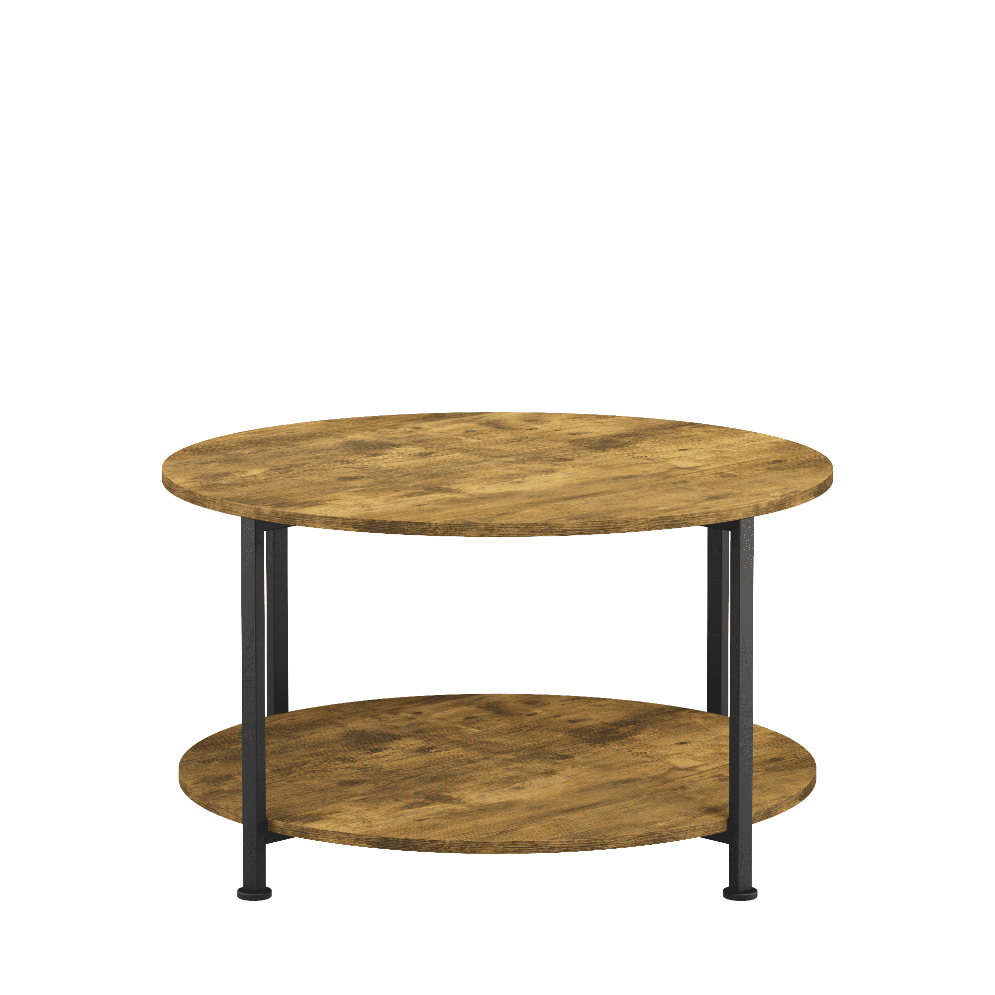 Mintazer 3-Piece Round Coffee Table & End Table Set, Farmhouse Sofa Table and 2 Side Table with Storage for Living Room, Rustic Brown