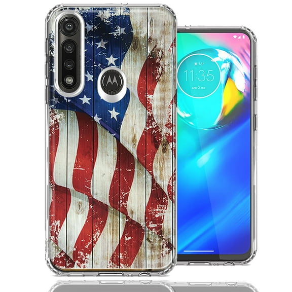 MUNDAZE For Motorola Moto G Power Vintage American Flag Design Double Layer Phone Case Cover