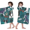 thumbnail image 4 of Boston Terrier with Bones and Paws Hooded Bath Towel，50"x30" for Ages 3 To 12 Kids, Quick Dry Lightweight Soft Microfiber Hood Beach Towel Cover Up for Kids, 4 of 7