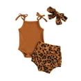 thumbnail image 1 of Kiapeise Baby Girls Sling Tank Tops Romper Tops +Leopard Shorts + Headband Sets, 1 of 9