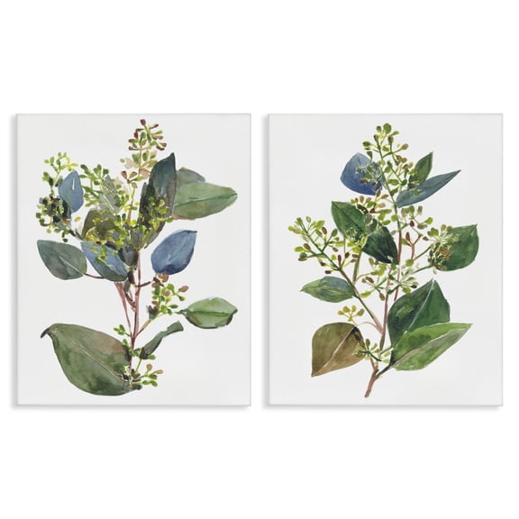 Stupell Industries Transitional Soft Eucalyptus Plant Ombre Leaves 2pc Canvas Art Set, 16 x 20 each, by Melissa Wang