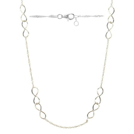 Pori Jewelwers Italian Sterling Silver Infinity Loop Singapore Chain Necklace, 18"+1"
