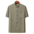 thumbnail image 1 of pstuiky camisetas para hombre, Camisa informal de manga corta, cuello alto, lisa y cómoda para hombre camisas casuales para hombre l, 1 of 3