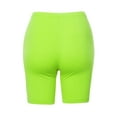 thumbnail image 3 of A2Y Women's Basic Solid Premium Cotton Mid Thigh High Rise Biker Bermuda Shorts Neon Lime M, 3 of 5