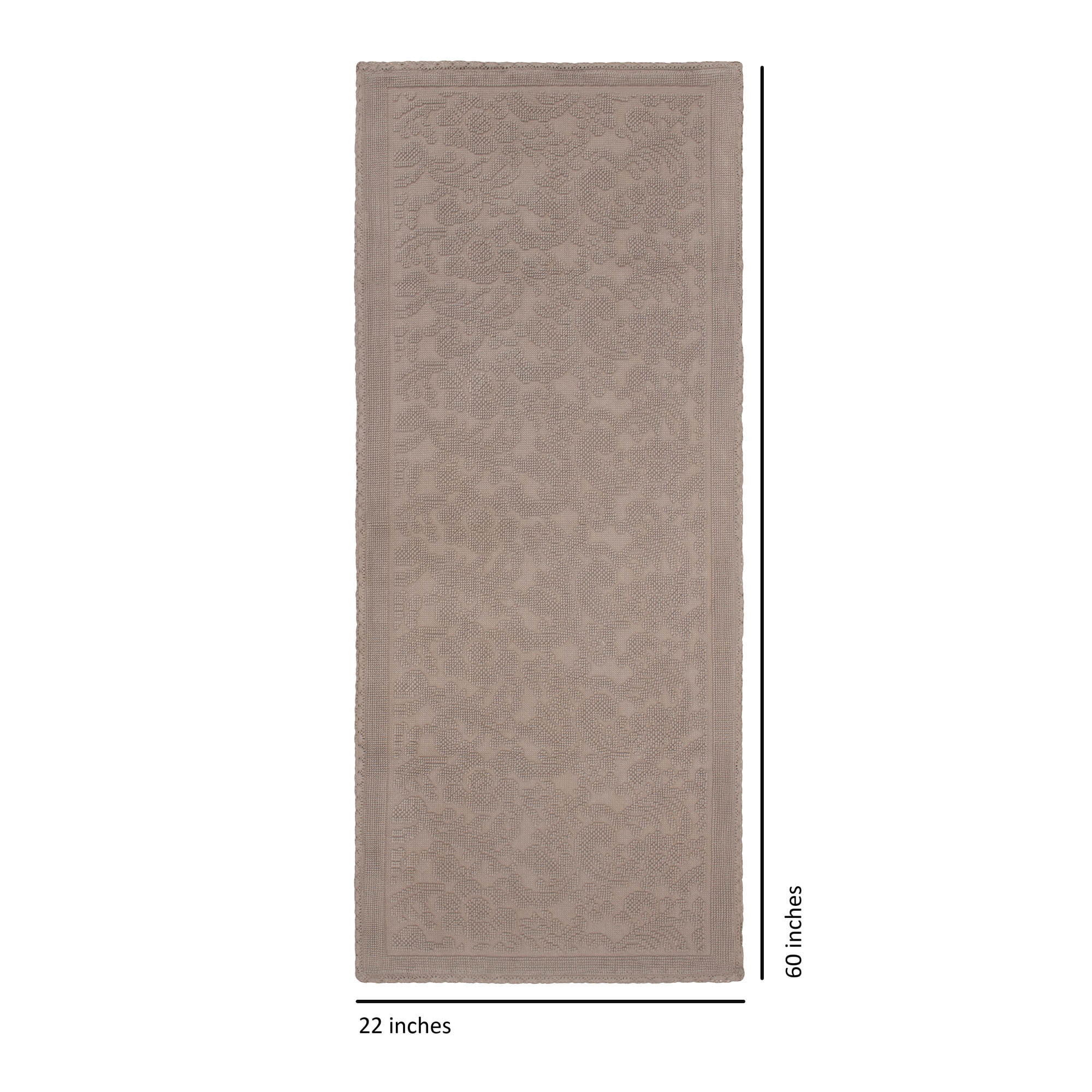 Jean Pierre Turkish Cotton Crochet 22x60 in. Bath Rug, Linen