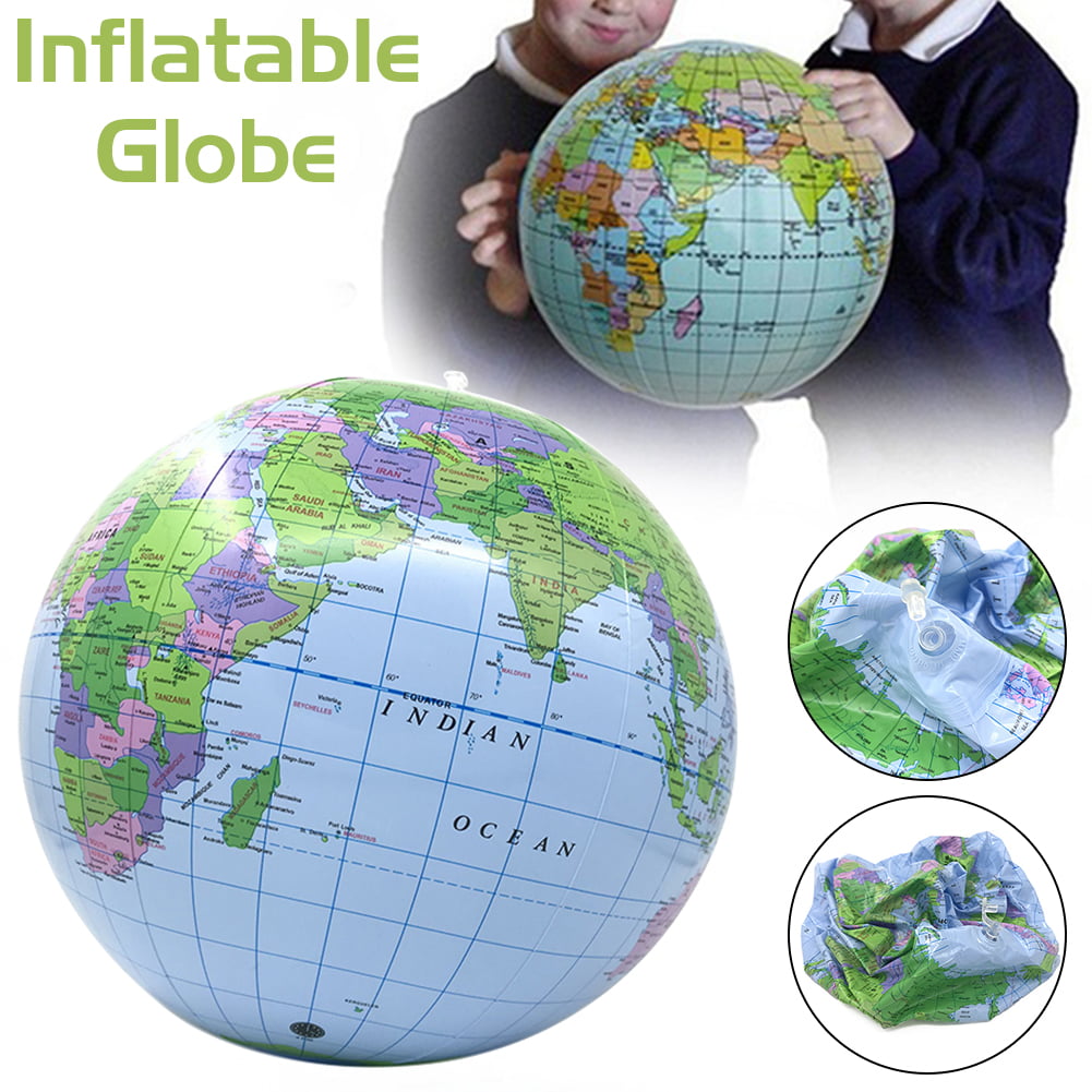 40CM Inflatable World Globe Teach Education Geography Toy Map Balloon Beach Ball 