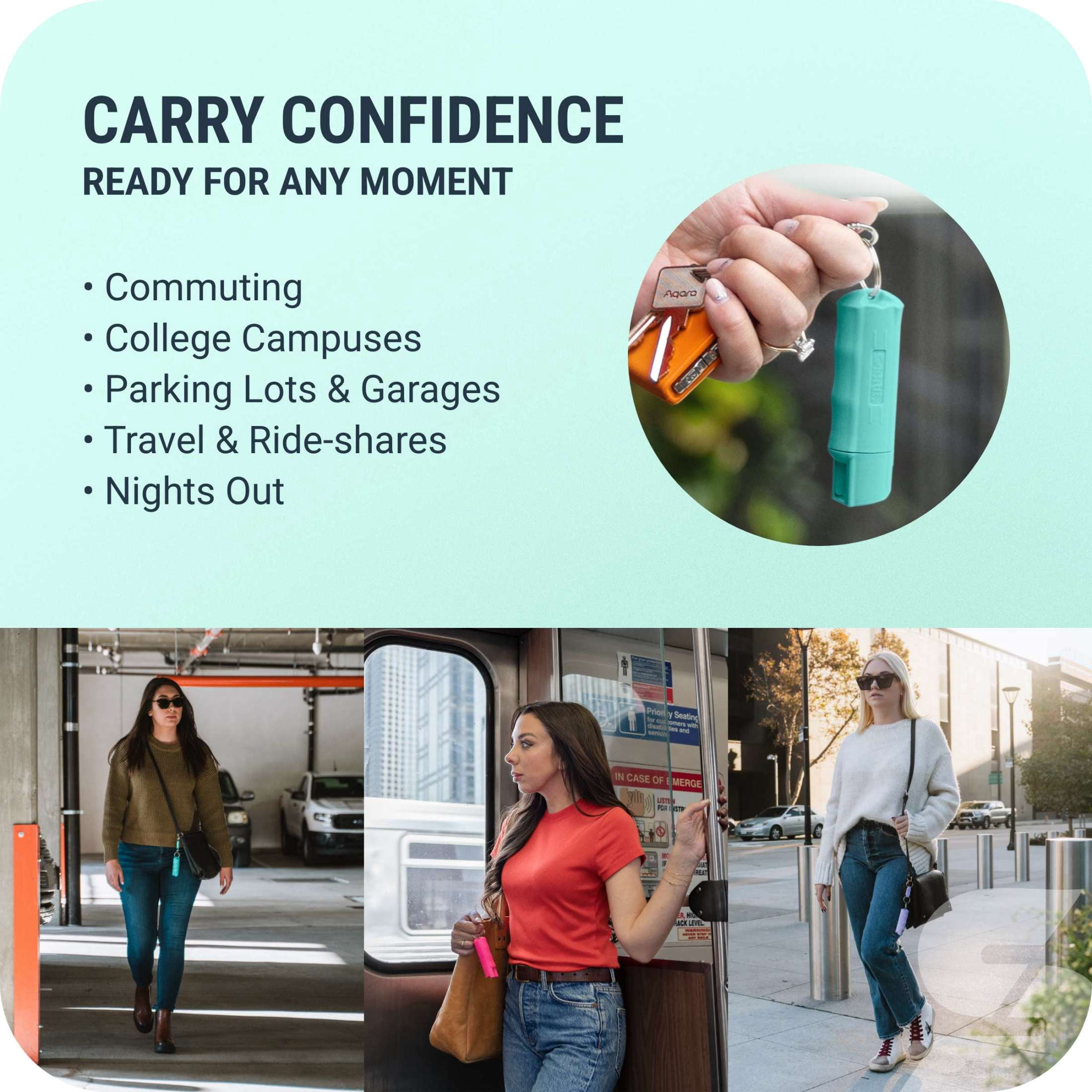 SABRE Pepper Spray with Quick Release Keychain, Mint, 1 Count, Pocket Pepper Sprays