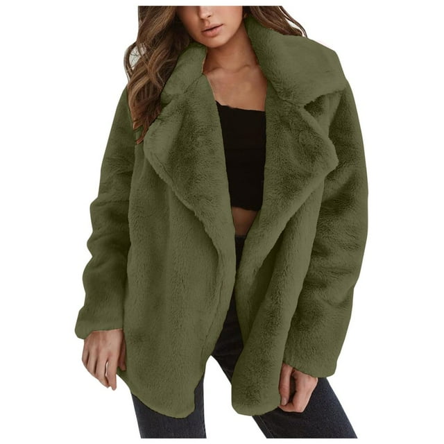 Cardigan d'Automne et d'Hiver pour Femmes à Manches Longues Col à Revers Manteau en Polaire Double Face