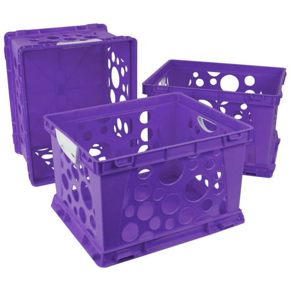 Premium File Crate with Handles, Classroom Purple, (Case of 3)