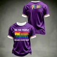 thumbnail image 3 of GrmtClth We the People Means Everyone Printing Shirts Pride Month Rainbow Color Blocking Tops Casual American Flag Tee Lightweight Unisex Short Sleeve Wear Purple 3XL, 3 of 3