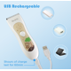 thumbnail image 4 of Cortadora de cabello para bebés, recortadora de cabello silenciosa para niños y niños, kit de corte de cabello inalámbrico recargable a prueba de agua para niños pequeños, blanco TUNC Sencillez, 4 of 5