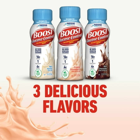 BOOST Glucose Control Nutritional Drink Protein Shakes, Creamy Strawberry, 8 fl oz, 6 Pack