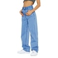 thumbnail image 5 of Women's High Waisted Baggy Jeans Straight Leg Casual Denim Pants, 5 of 6