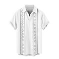 thumbnail image 4 of Mens Linen Cotton Shirts Casual Button Down Short Sleeve Cuban Guayabera Band Collar Shirt Summer Beach T-Shirt, 4 of 5