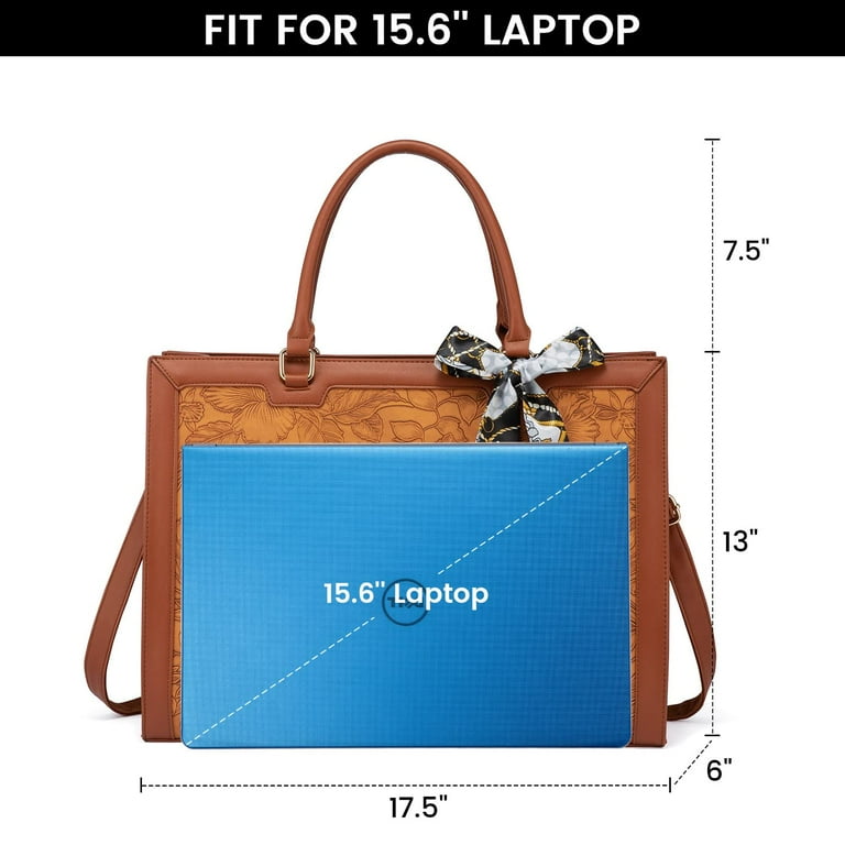 Laptop Bag for Women Large Capacity Computer Tote Bag Handbag Shoulder Bag Purse Business Work Briefcase Travel Bag 15.6 inch Brown Pattern Walmart