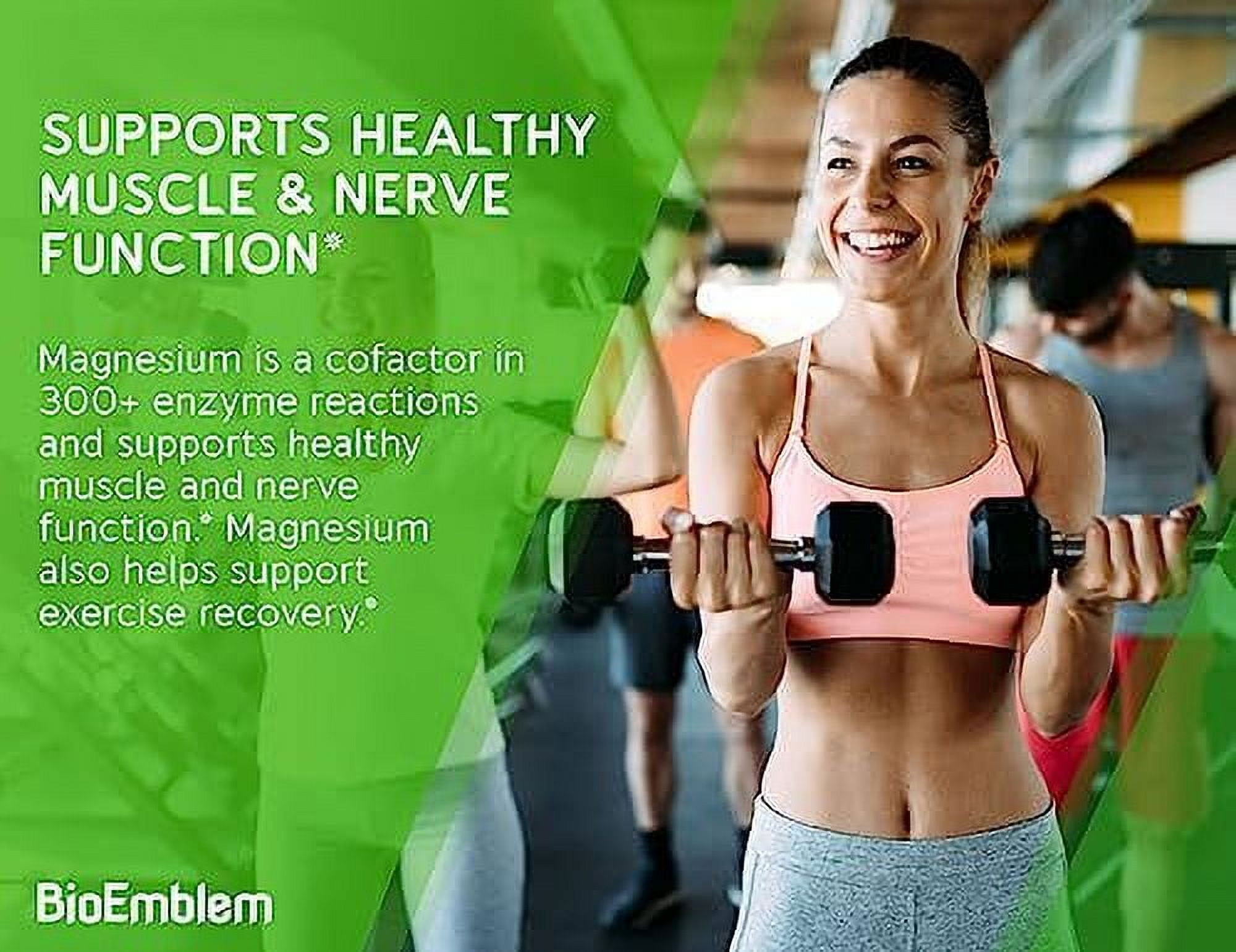 BioEmblem Triple Magnesium Complex | 300mg of Magnesium Glycinate, Malate, Citrate for Muscles, Nerves, Energy | High Absorption | Vegan, Non-GMO | 90 Capsules