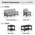 thumbnail image 6 of CIOKEA HDPS 7-piece Outdoor Sectional Sofa Set, Patio Furniture Set , All Weather Outdoor Conversation Set for Deck, Lawn, Black Frame with 4.5IN Gray Cushion, 6 of 9