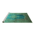 thumbnail image 2 of Ahgly Company Machine Washable Indoor Rectangle Medallion Turquoise Blue Traditional Area Rugs, 2' x 3', 2 of 4