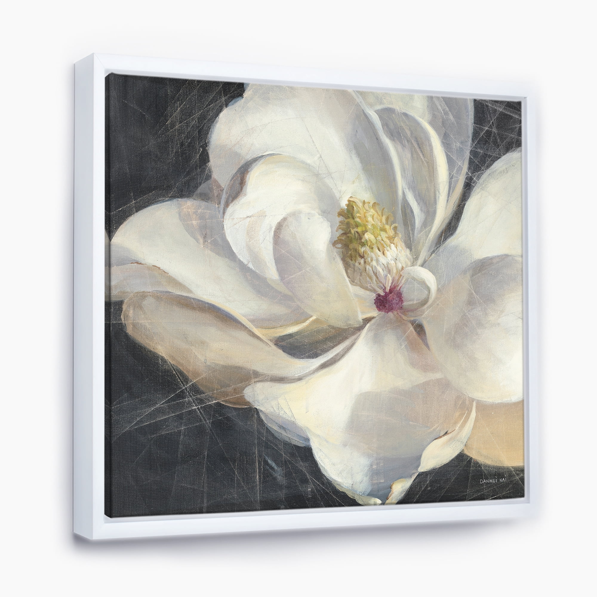 Shabby Chic White Canvas Wall Art Reference: Designart Vivid White Magnolia Iv Shabby Chic Framed Canvas