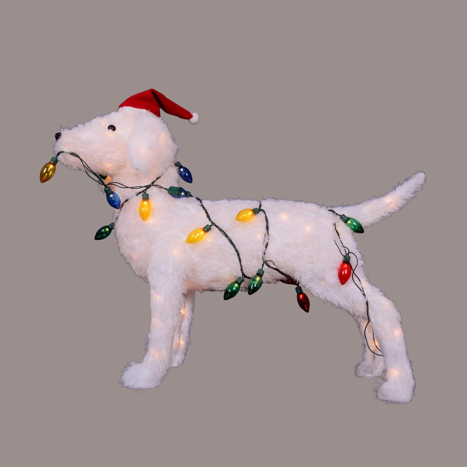28.5" 3D Standing Decorative Dog Lighted Christmas Outdoor Decoration