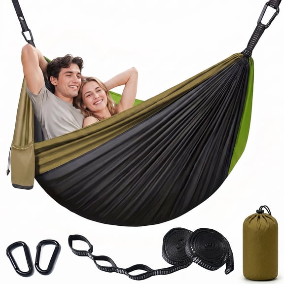 BNISE Camping Hammock, 660 lbs Portable Single or Double Hammock with Two 10ft Tree Straps, Carabiners & Carry Bag, Lightweight for Hiking, Backpacking, Travel and Beach
