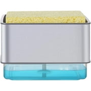 Distributeur de savon et porte-éponge, distributeur de savon à vaisselle 2 en 1 et porte-éponge, durable et facile à nettoyer pour le lavage de la vaisselle de cuisine (gris)