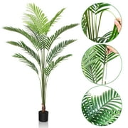 DR.Planzen 6ft Artificial Palm Tree Indoor Plant Tall Fake Tropical Paradise Palm Tree in Pot, Faux Areca Palm Tree for Home Office Living Room Bedroom Farmhouse Modern Decor