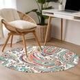 thumbnail image 4 of Round Rug 4Ft Washable Non-Slip, Paisley Flower Circle Area Rugs for Living Room Bedroom, Spring Watercolor Floral Leaf Plant Orange Indoor Floor Mats Carpet Runner for Home Decor Aesthetic, 4 of 8