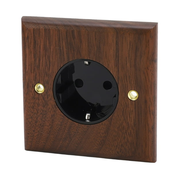 Toma De Corriente De Pared, Enchufe De Pared Eléctrico De Latón De Nogal Negro, No Dañino, Resistente A La Corrosión, De Larga Duración, 250V Para El Hogar