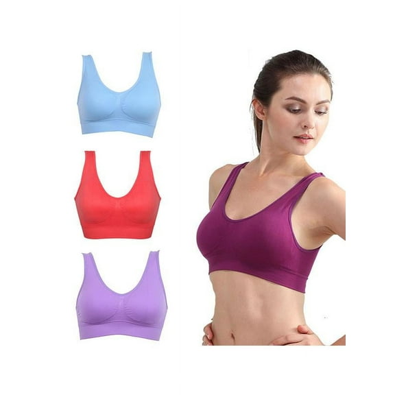 MarinaVida Women Seamless Comfort Padded Yoga Sports Stretch Bra Crop Top Vest Sleep Bra