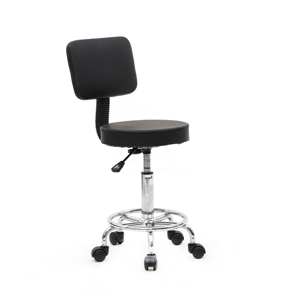 Round Shape Adjustable Salon Stool with Back Black