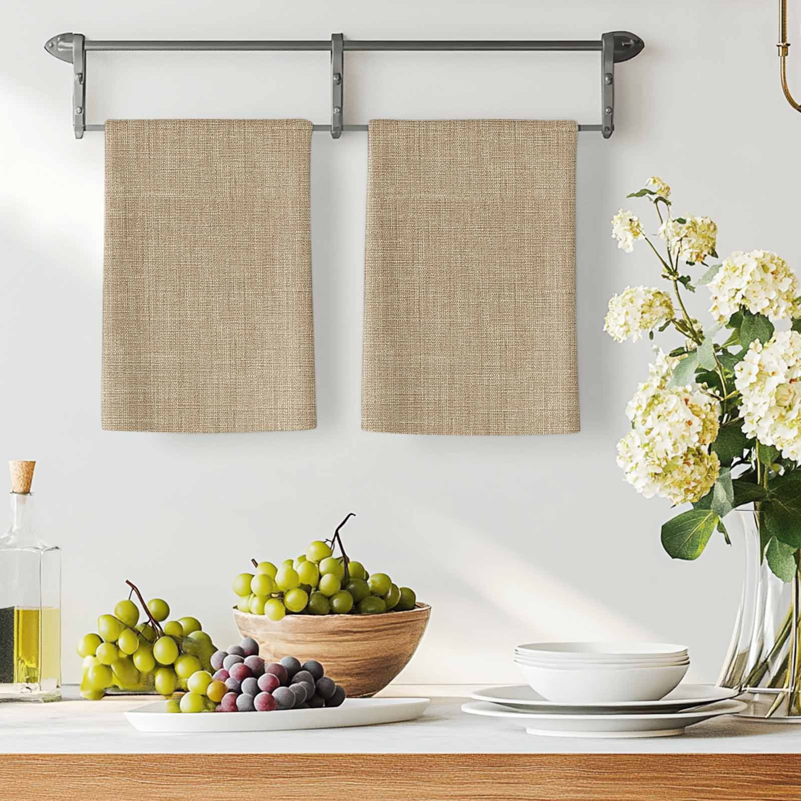Brown Farmhouse Microfiber Kitchen Towel, Vintage Country Monochrome Textured Soft Absorbent Dish Towels, Quick Drying Washable Dishcloths for Kitchen Cleaning, Drying Dishes, 18x28 Inches