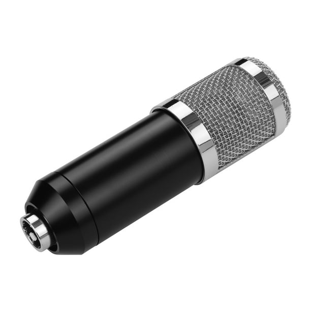 Micrófono condensador BM-800 con accesorios completos para grabación profesional, streaming y karaoke, incluye soporte metálico antichoque, cable XLR y cubierta antiviento, diseño elegante en color