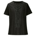 thumbnail image 5 of Timegard Womens Tops Summer Beach Ribbed Lace Scoop Neck Comfy Drop Shoulder Tee Shirts Casual Top, 5 of 7