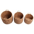 thumbnail image 6 of happimess Cassia Coastal Farmhouse Handwoven Two-Tone Water Hyacinth Nesting Storage Baskets with Handles, Brown/Natural (Set of 3), 6 of 8
