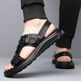 thumbnail image 4 of Sandal for Men Flat Heel Non-Slip Breathable Open Toe Casual Daily Solid Color Footwear Comfortable Ankle Strap Walking Beach Shoes Black 6, 4 of 9