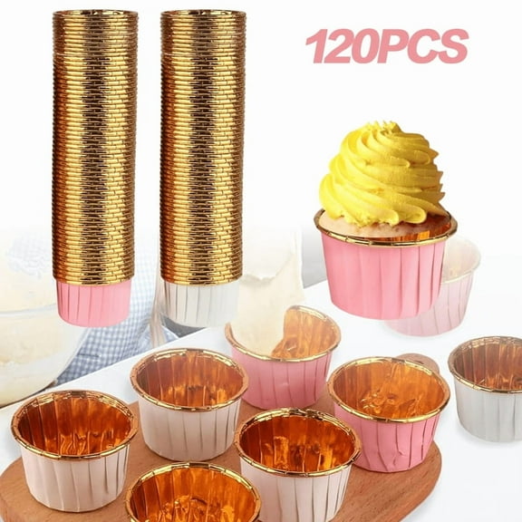 Pack of 120 Aluminium Foil Paper Baking Cases for Muffins and Cupcakes Baking Cases Muffins Paper Cases for Cupcakes, Birthday, Wedding, Christmas Party