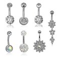thumbnail image 1 of (Plata 7 piezas) Piercing de ombligo de acero inoxidable anillos de ombligo joyería del cuerpo para mujeres, 1 of 4
